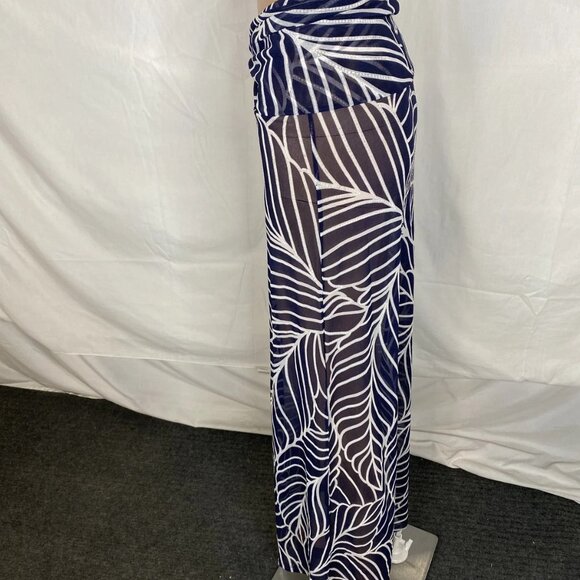 Devon Windsor Women's Akris Sheer Resort Skirt Navy Palm Print Size S - Picture 6 of 9